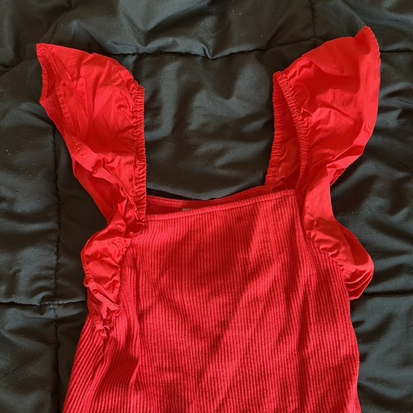 Red Ruffled Women's Top - Picture 2 of 4